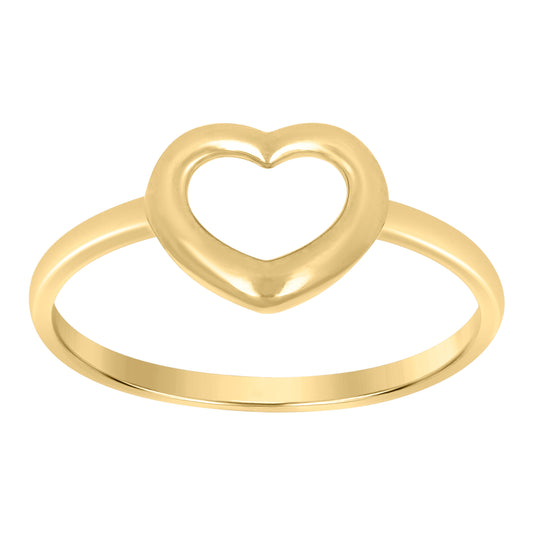 10K Yellow Gold Womens Heart Love Ring