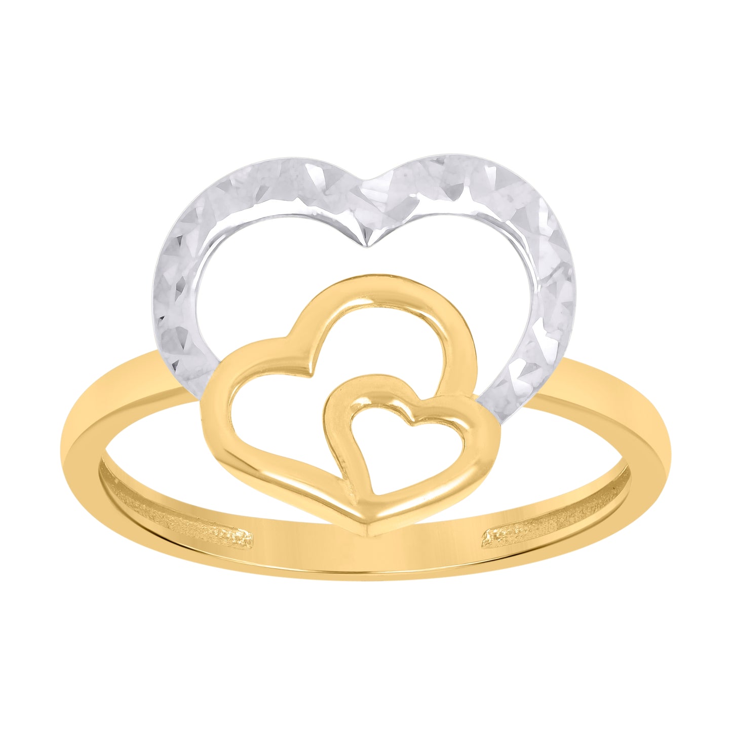 10K Two-Tone Gold Womens Triple Heart Ring
