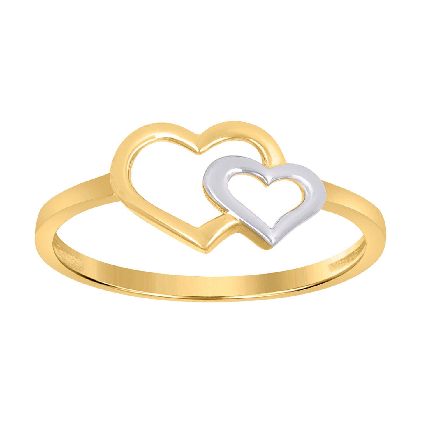 10K Two-Tone Gold Womens Double Heart Ring