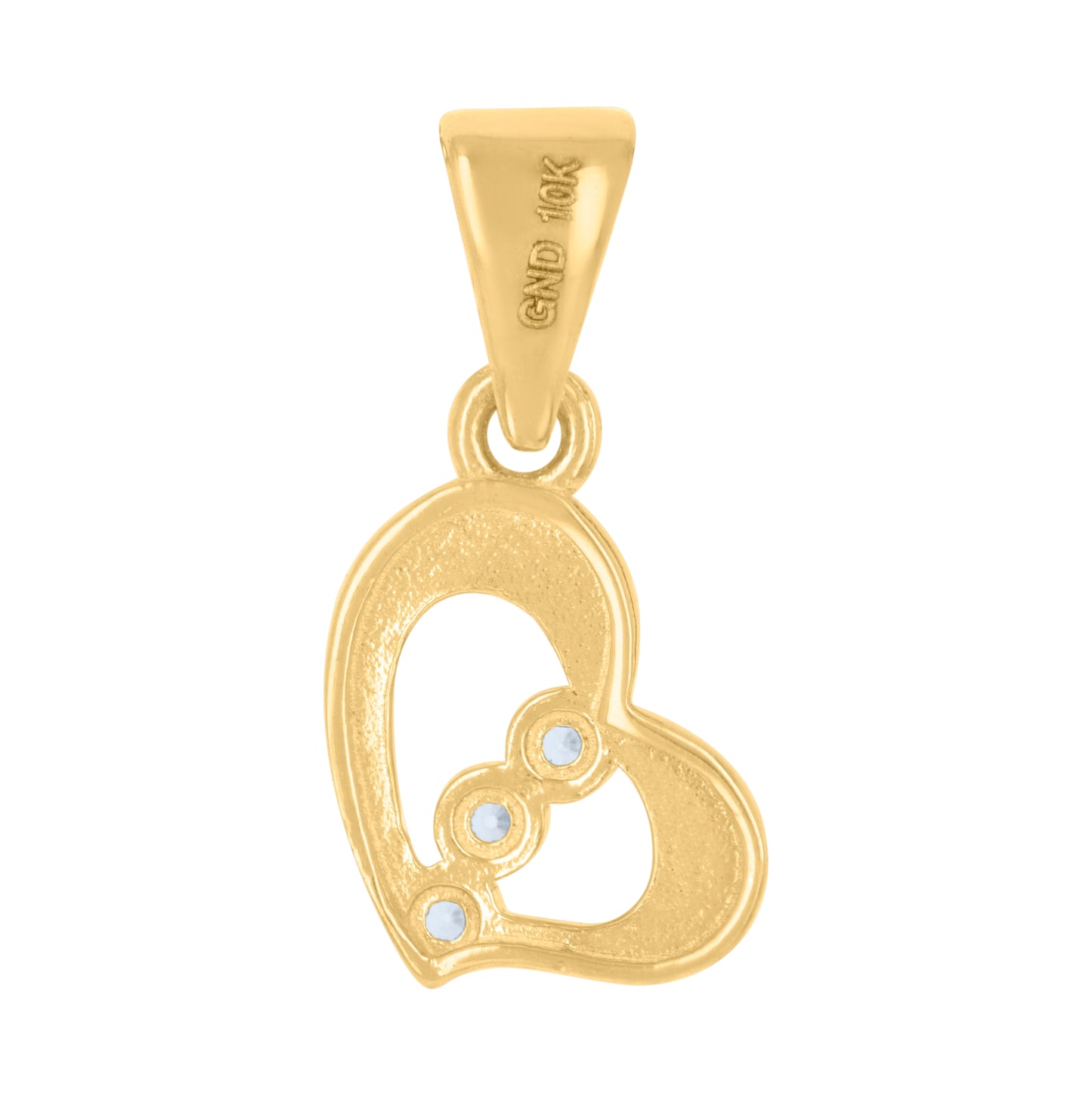 10K Yellow Gold Womens Cubic-Zirconia Heart Charm Pendant