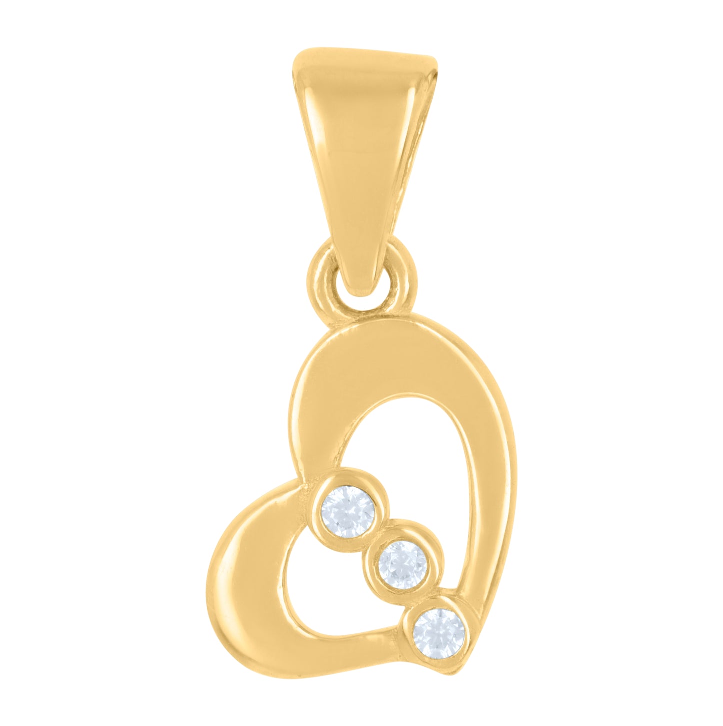 10K Yellow Gold Womens Cubic-Zirconia Heart Charm Pendant
