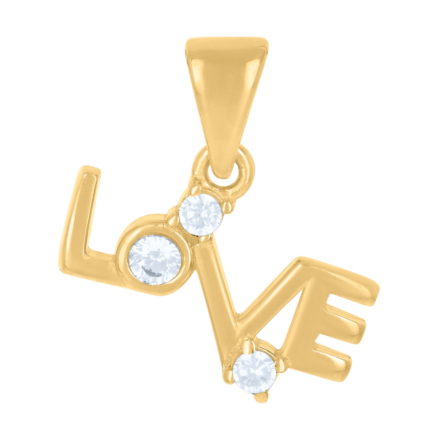 10K Yellow Gold Womens Cubic-Zirconia Love Heart Charm Pendant