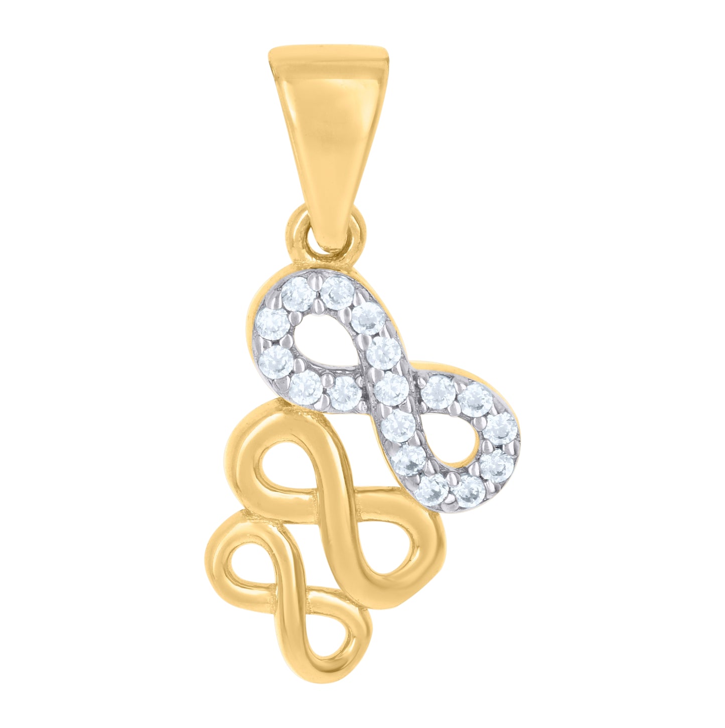 10K Two-tone Gold Womens Cubic-Zirconia Love Symbol Infinity Charm Pendant