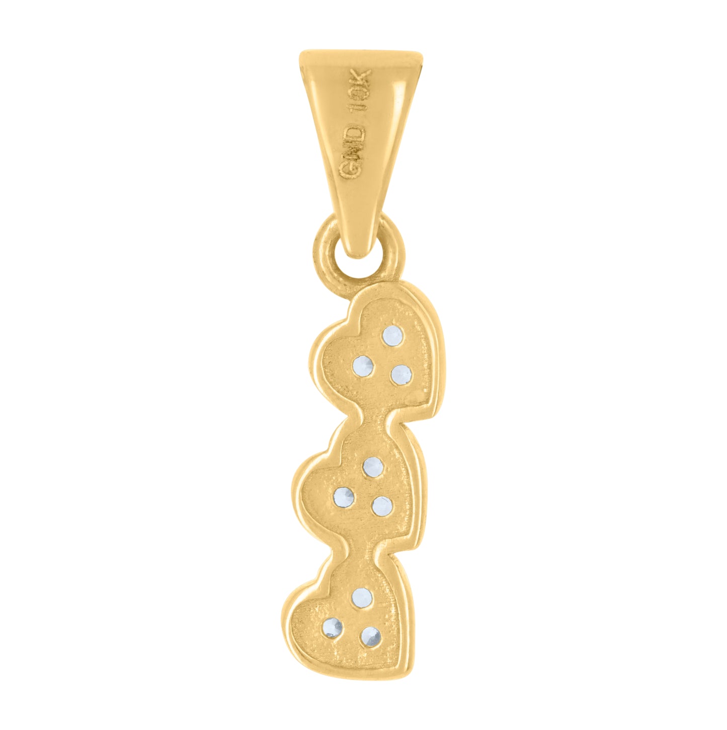 10K Two-tone Gold Womens Cubic-Zirconia Triple Heart Charm Pendant
