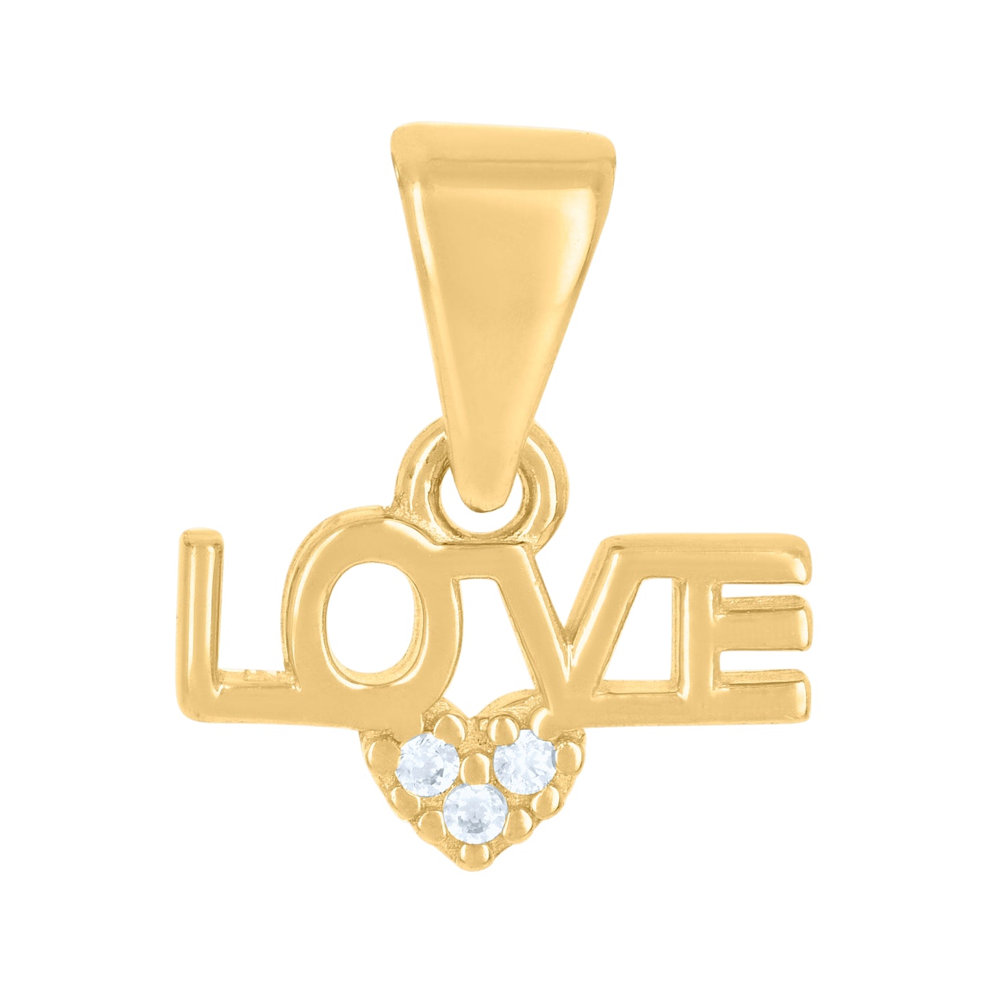 10K Yellow Gold Womens Cubic-Zirconia Love Heart Charm Pendant