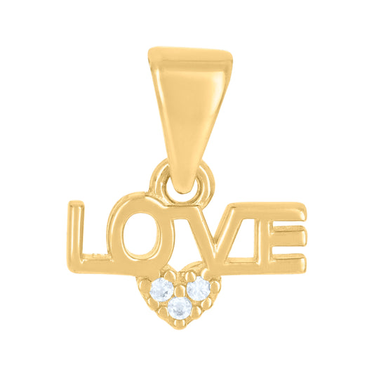 10K Yellow Gold Womens Cubic-Zirconia Love Heart Charm Pendant