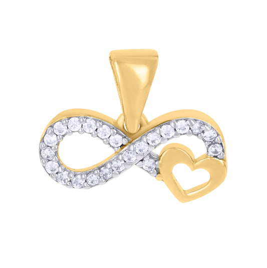 10K Two-tone Gold Womens Cubic-Zirconia Love Symbol Infinity Heart Charm Pendant