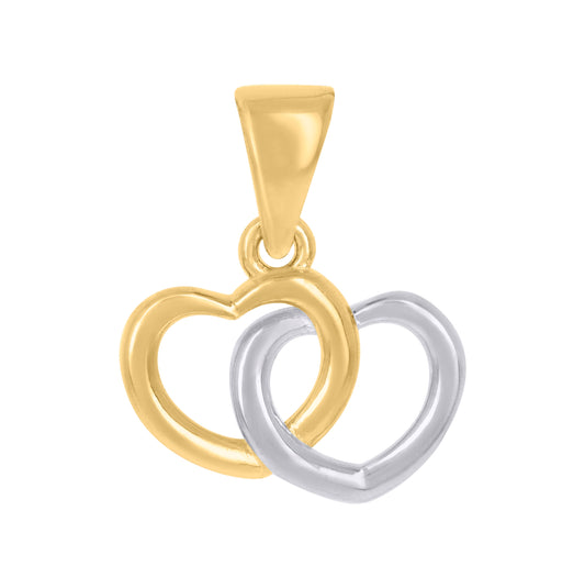 10K Two-tone Gold Womens Intertwined Hearts Charm Pendant