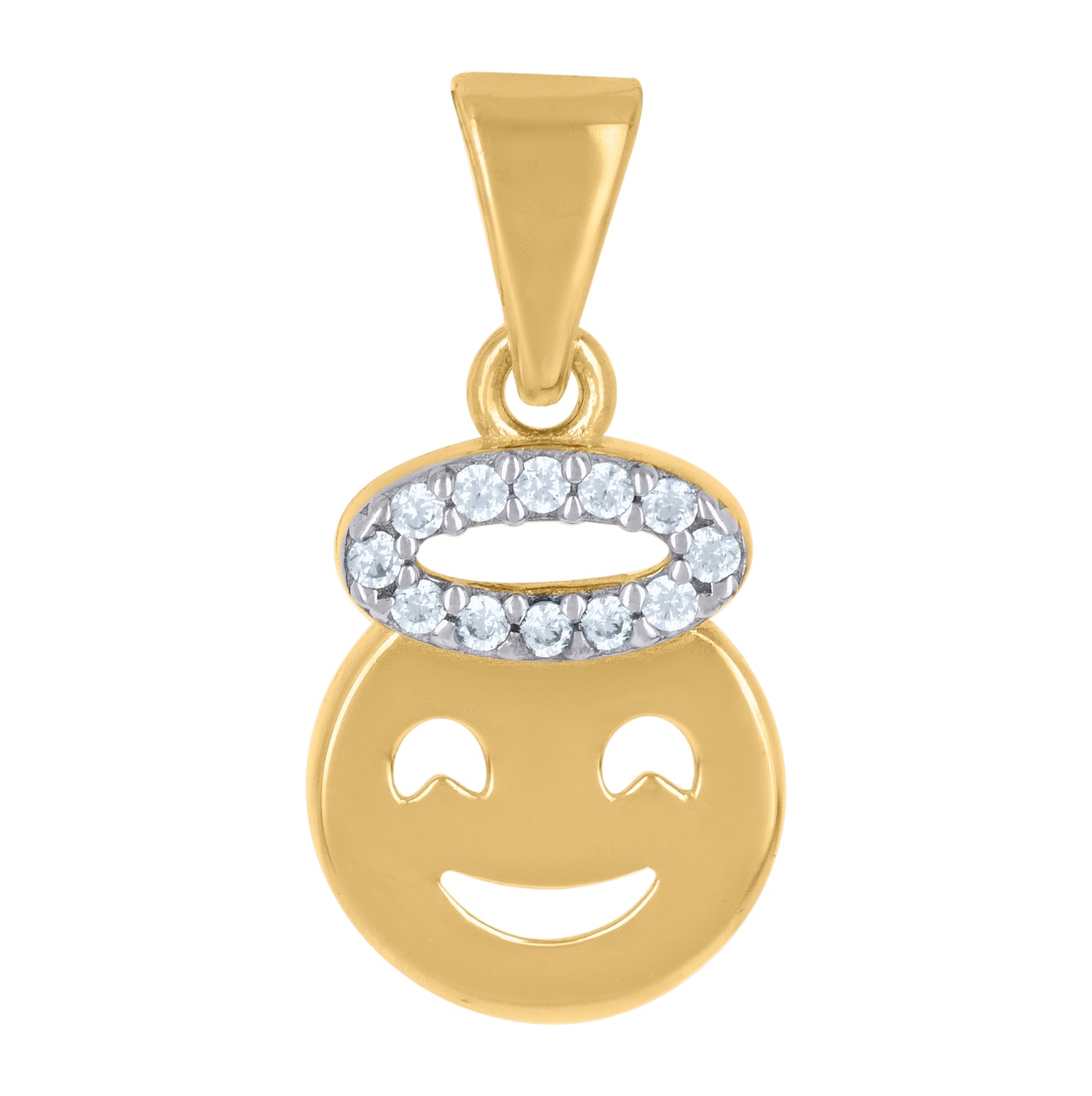 10K Two-Tone Gold Womens Cubic-Zirconia Angel Symbol Pendant