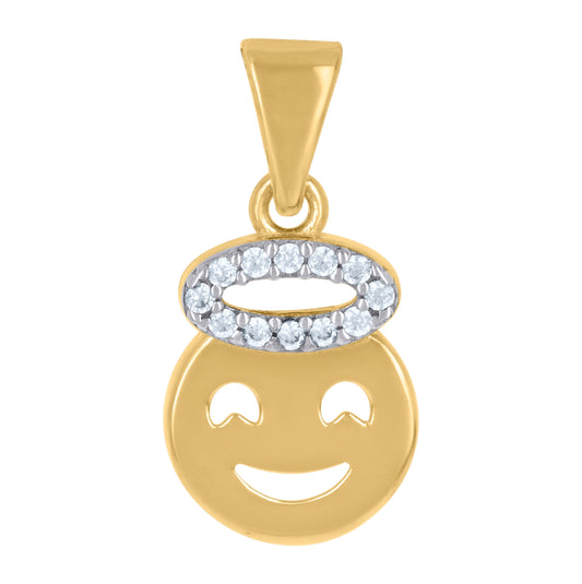 10K Two-Tone Gold Womens Cubic-Zirconia Angel Symbol Pendant