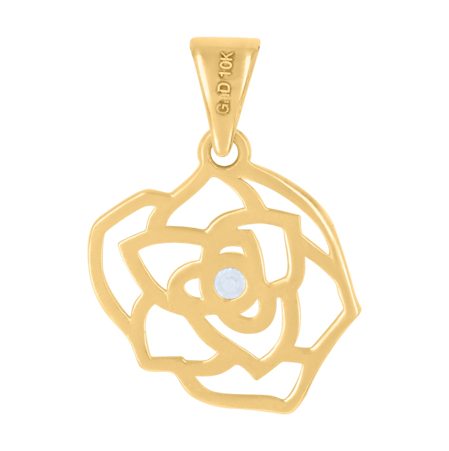 10K Yellow Gold Womens Cubic-Zirconia Flower Fashion Charm Pendant