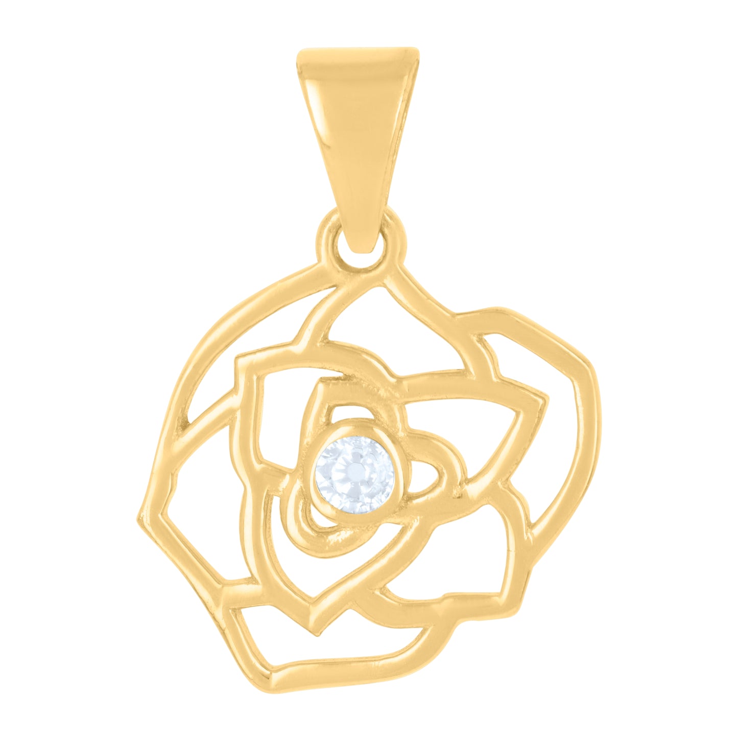10K Yellow Gold Womens Cubic-Zirconia Flower Fashion Charm Pendant