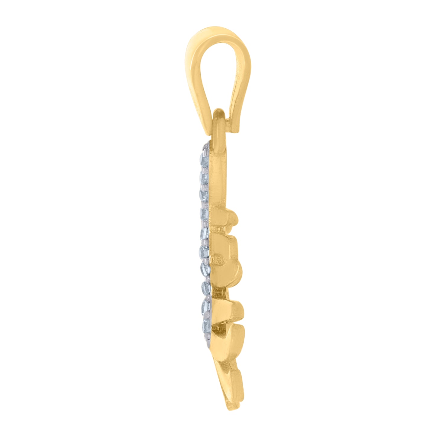 10K Two-Tone Gold Womens Cubic-Zirconia Feather Fashion Charm Pendant