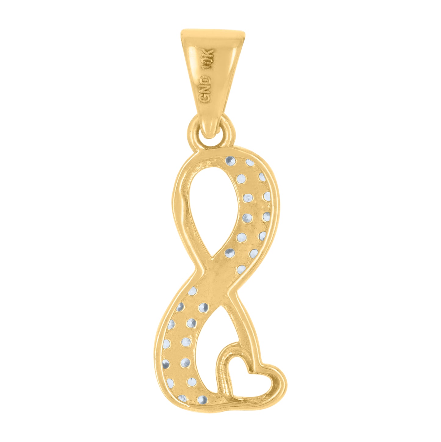 10K Two-tone Gold Womens Cubic-Zirconia Love Symbol Infinity Heart Charm Pendant