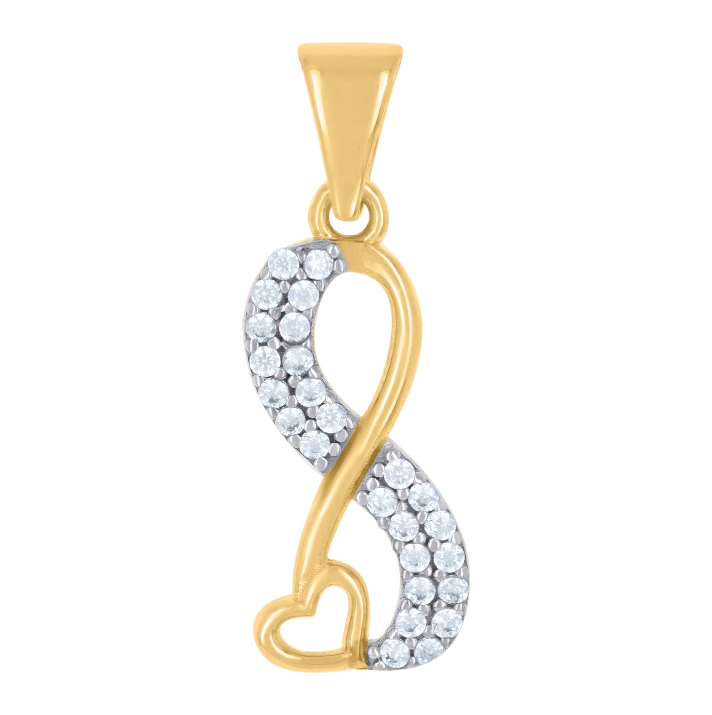 10K Two-tone Gold Womens Cubic-Zirconia Love Symbol Infinity Heart Charm Pendant