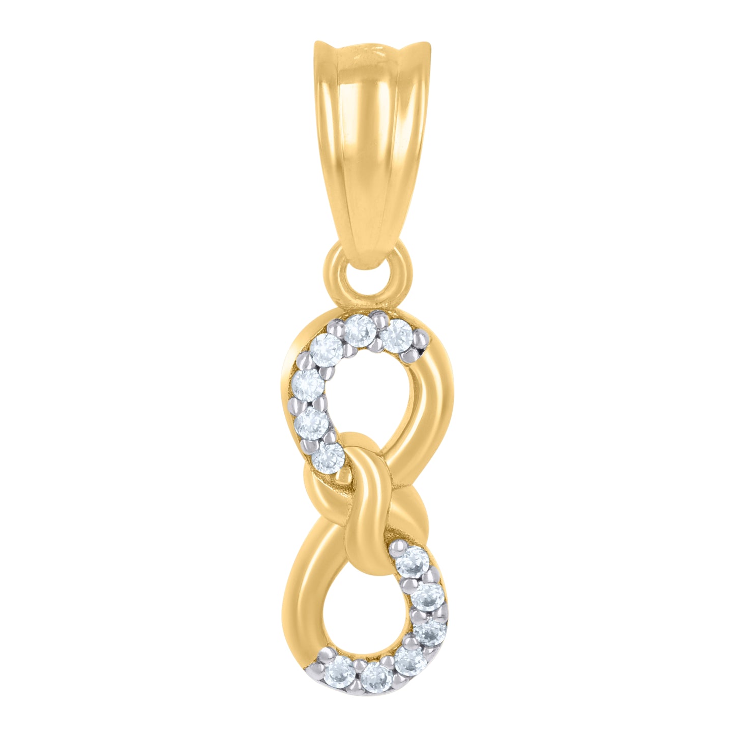 10K Two-tone Gold Womens Cubic-Zirconia Love Symbol Infinity Charm Pendant
