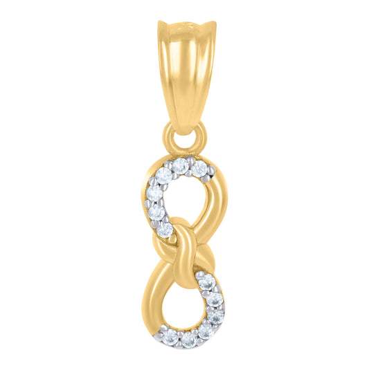 10K Two-tone Gold Womens Cubic-Zirconia Love Symbol Infinity Charm Pendant