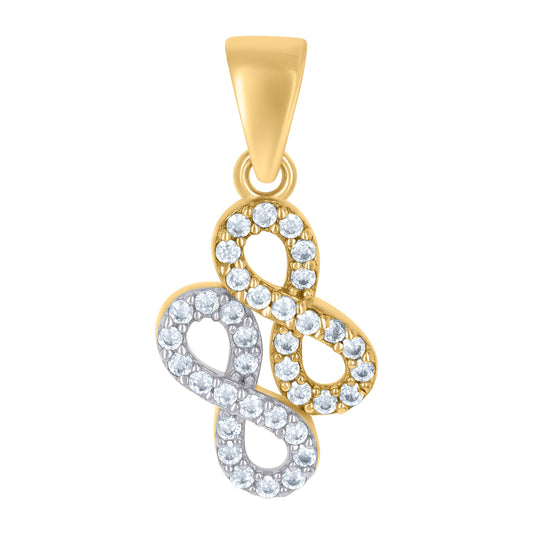 10K Two-tone Gold Womens Cubic-Zirconia Love Symbol Infinity Charm Pendant