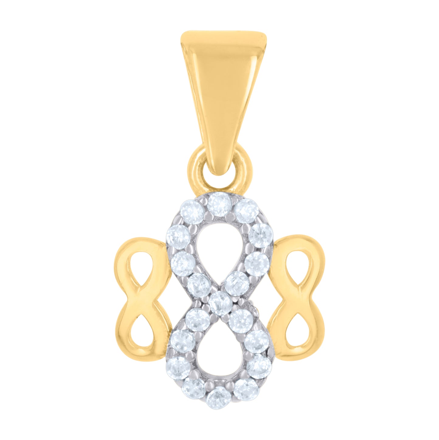 10K Two-tone Gold Womens Cubic-Zirconia Love Symbol Infinity Charm Pendant