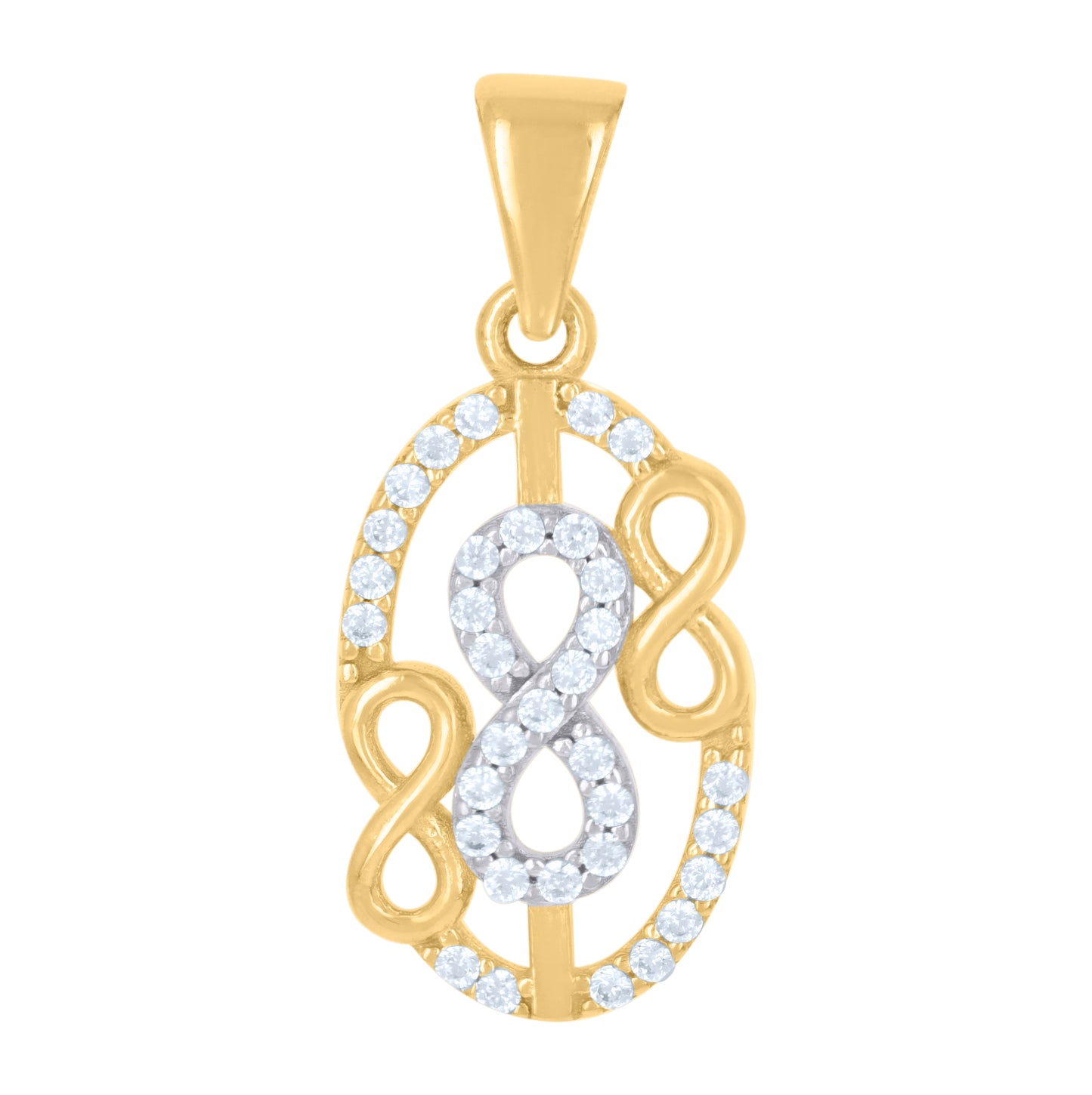 10K Two-tone Gold Womens Cubic-Zirconia Love Symbol Infinity Charm Pendant