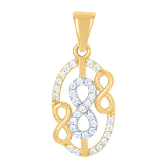 10K Two-tone Gold Womens Cubic-Zirconia Love Symbol Infinity Charm Pendant