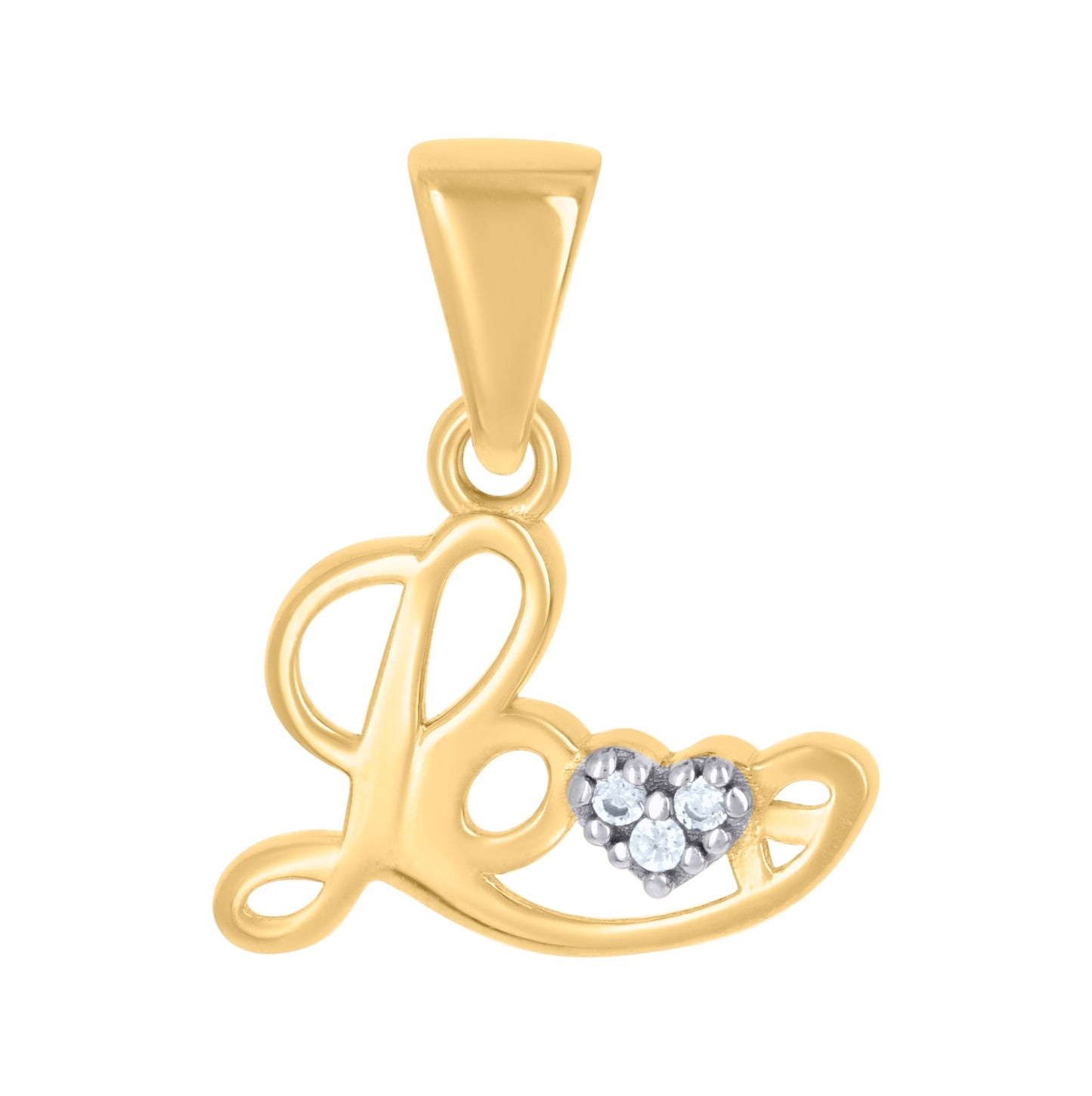 10K Two-tone Gold Womens Cubic-Zirconia Love Heart Charm Pendant