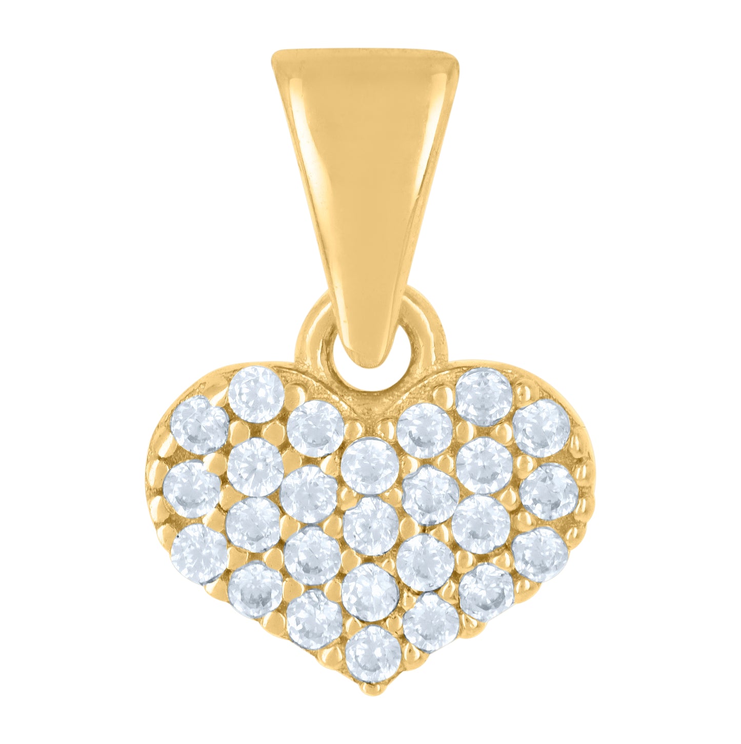 10K Yellow Gold Womens Cubic-Zirconia Heart Charm Pendant