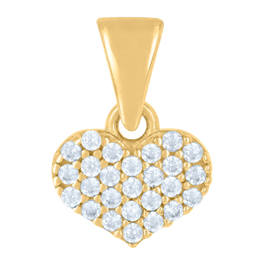 10K Yellow Gold Womens Cubic-Zirconia Heart Charm Pendant