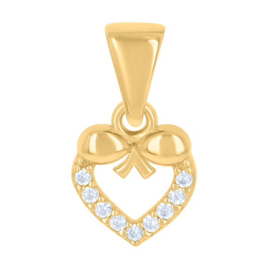 10K Yellow Gold Womens Cubic-Zirconia Heart Charm Pendant