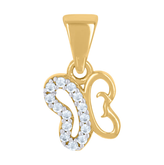10K Two-tone Gold Womens Cubic-Zirconia Butterfly Insect Wildlife Charm Pendant