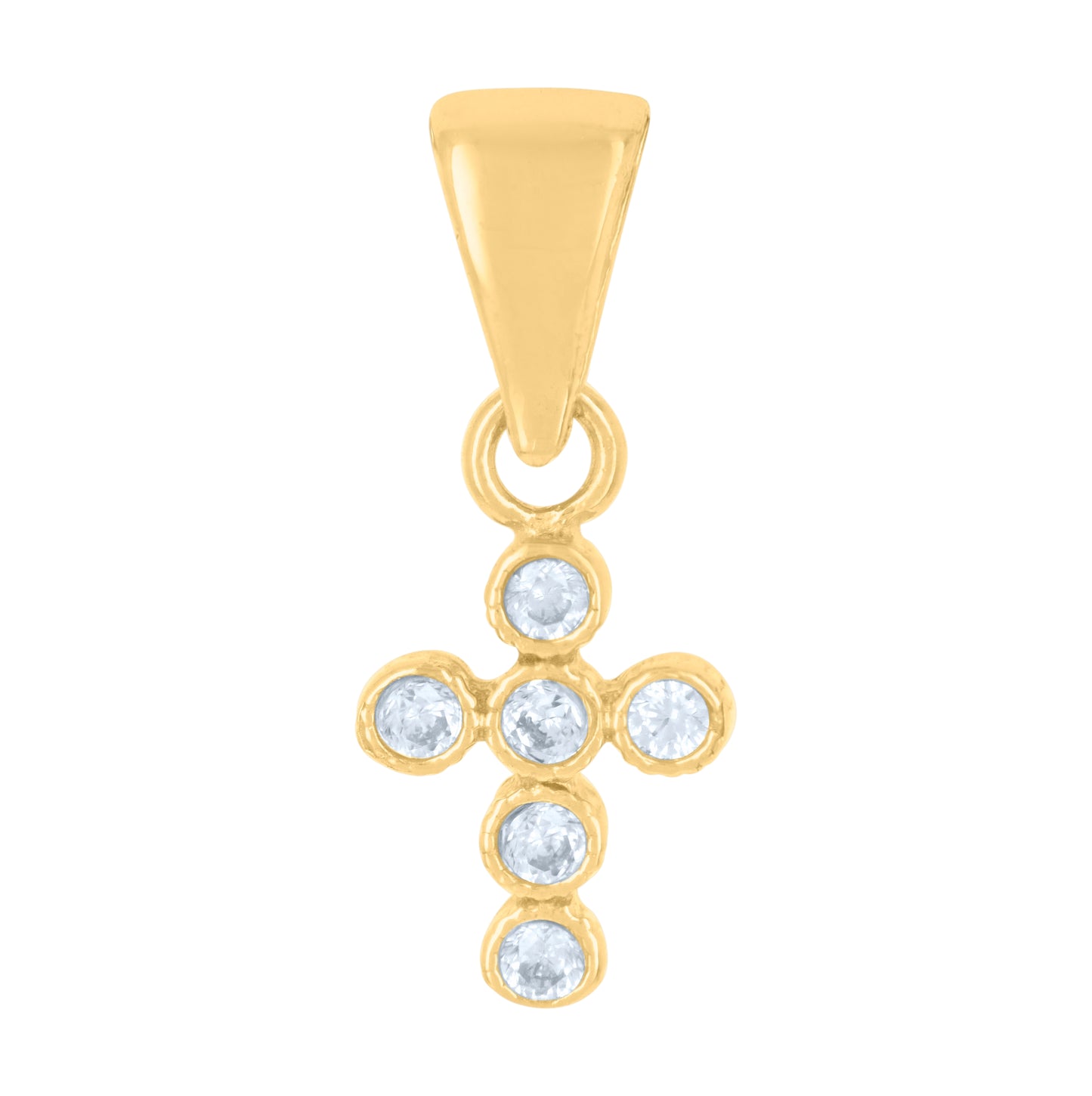 10K Yellow Gold Womens Cubic-Zirconia Cross Religious Charm Pendant