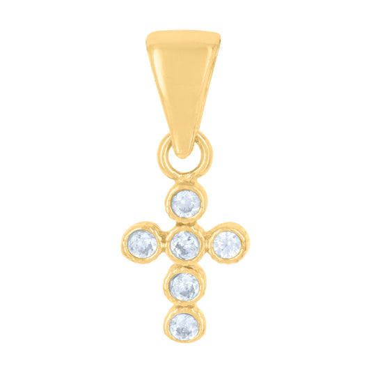 10K Yellow Gold Womens Cubic-Zirconia Cross Religious Charm Pendant