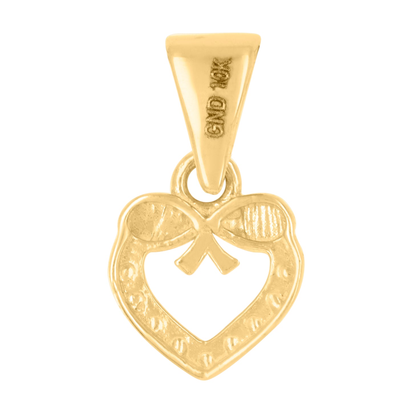 10K Yellow Gold Womens Bow Heart Charm Pendant