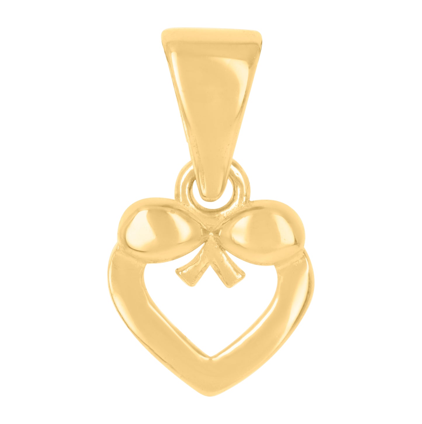 10K Yellow Gold Womens Bow Heart Charm Pendant