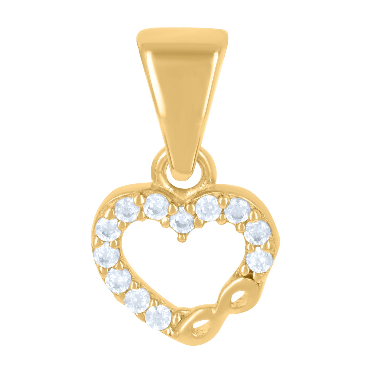10K Yellow Gold Womens Cubic-Zirconia Infinity Heart Charm Pendant