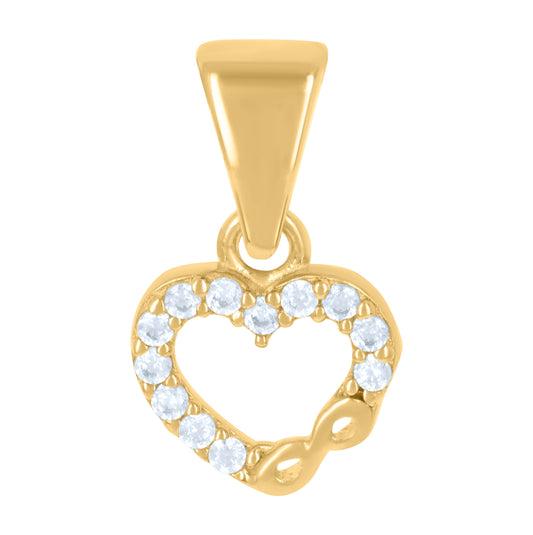 10K Yellow Gold Womens Cubic-Zirconia Infinity Heart Charm Pendant