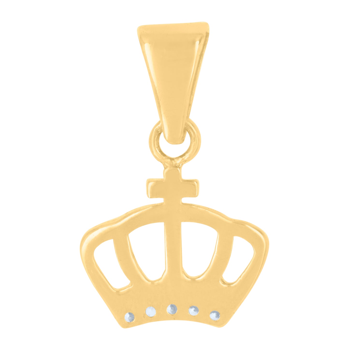 10K Yellow Gold Womens Cubic-Zirconia Crown Fashion Charm Pendant