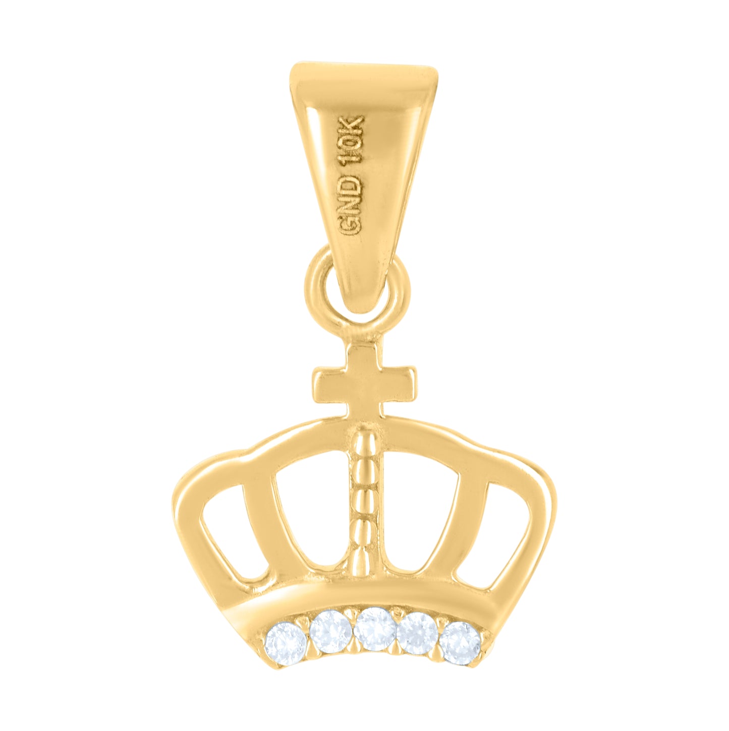 10K Yellow Gold Womens Cubic-Zirconia Crown Fashion Charm Pendant