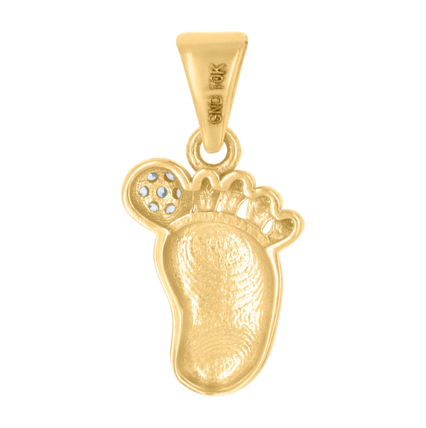 10K Two-tone Gold Womens Cubic-Zirconia Baby Feet Fashion Charm Pendant