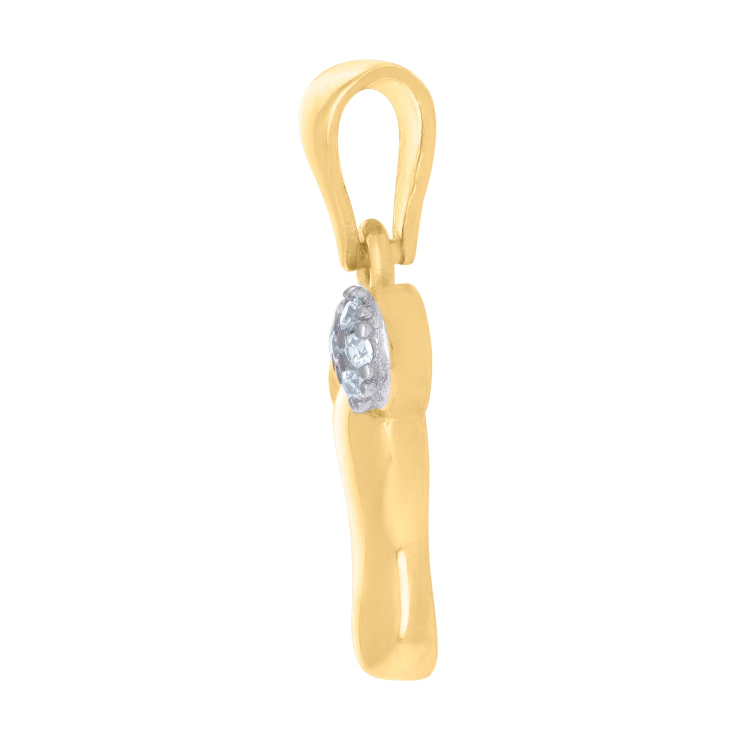 10K Two-tone Gold Womens Cubic-Zirconia Baby Feet Fashion Charm Pendant