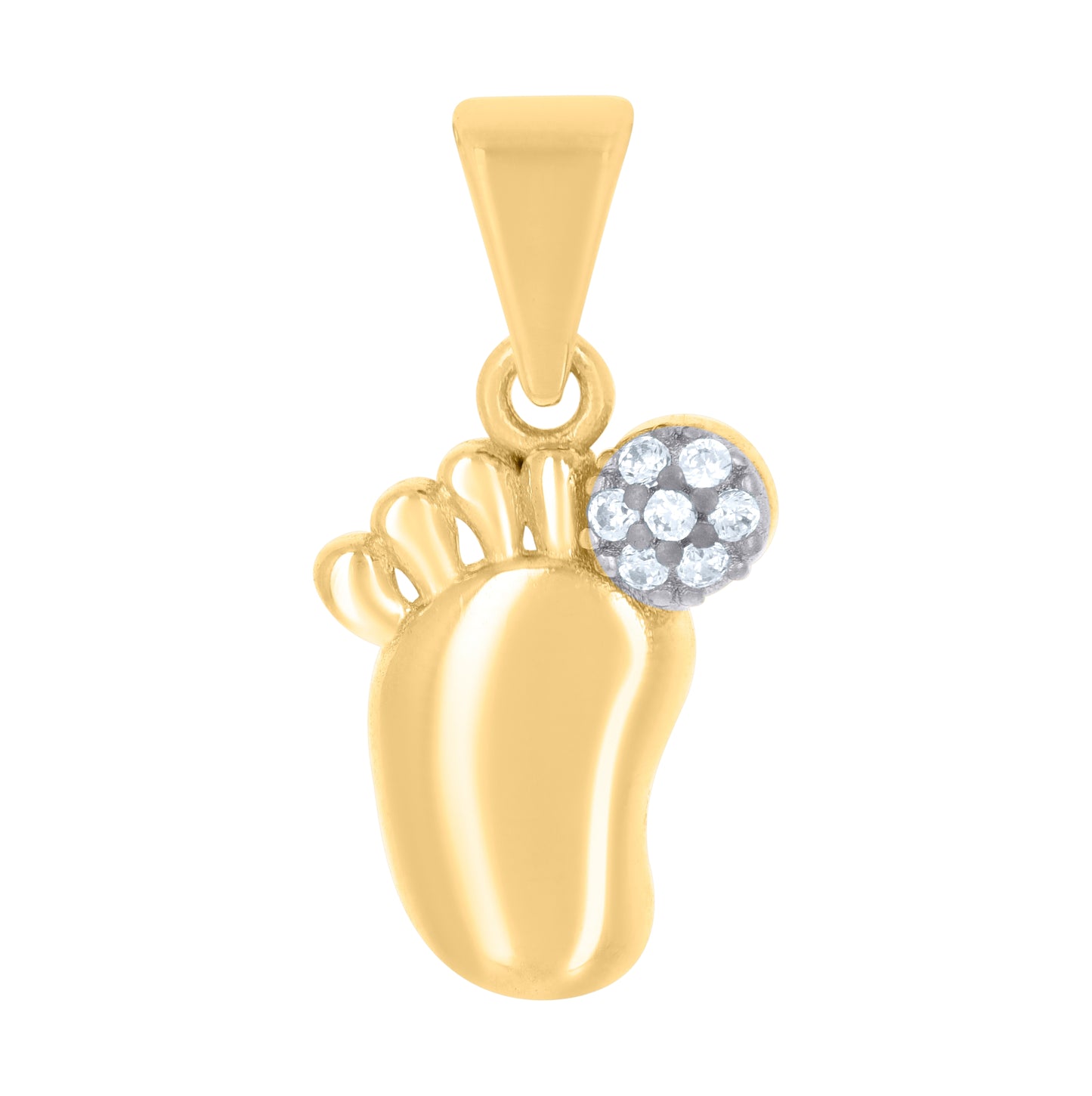 10K Two-tone Gold Womens Cubic-Zirconia Baby Feet Fashion Charm Pendant