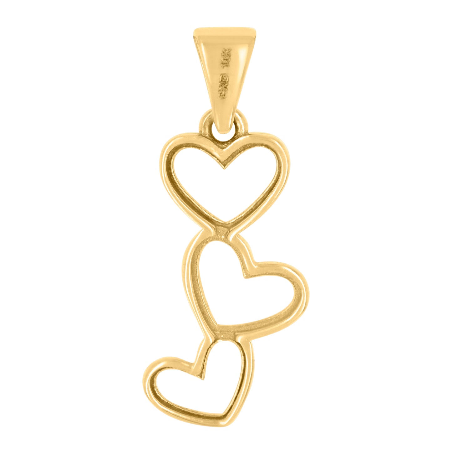 10K Two-tone Gold Womens Triple Heart Charm Pendant