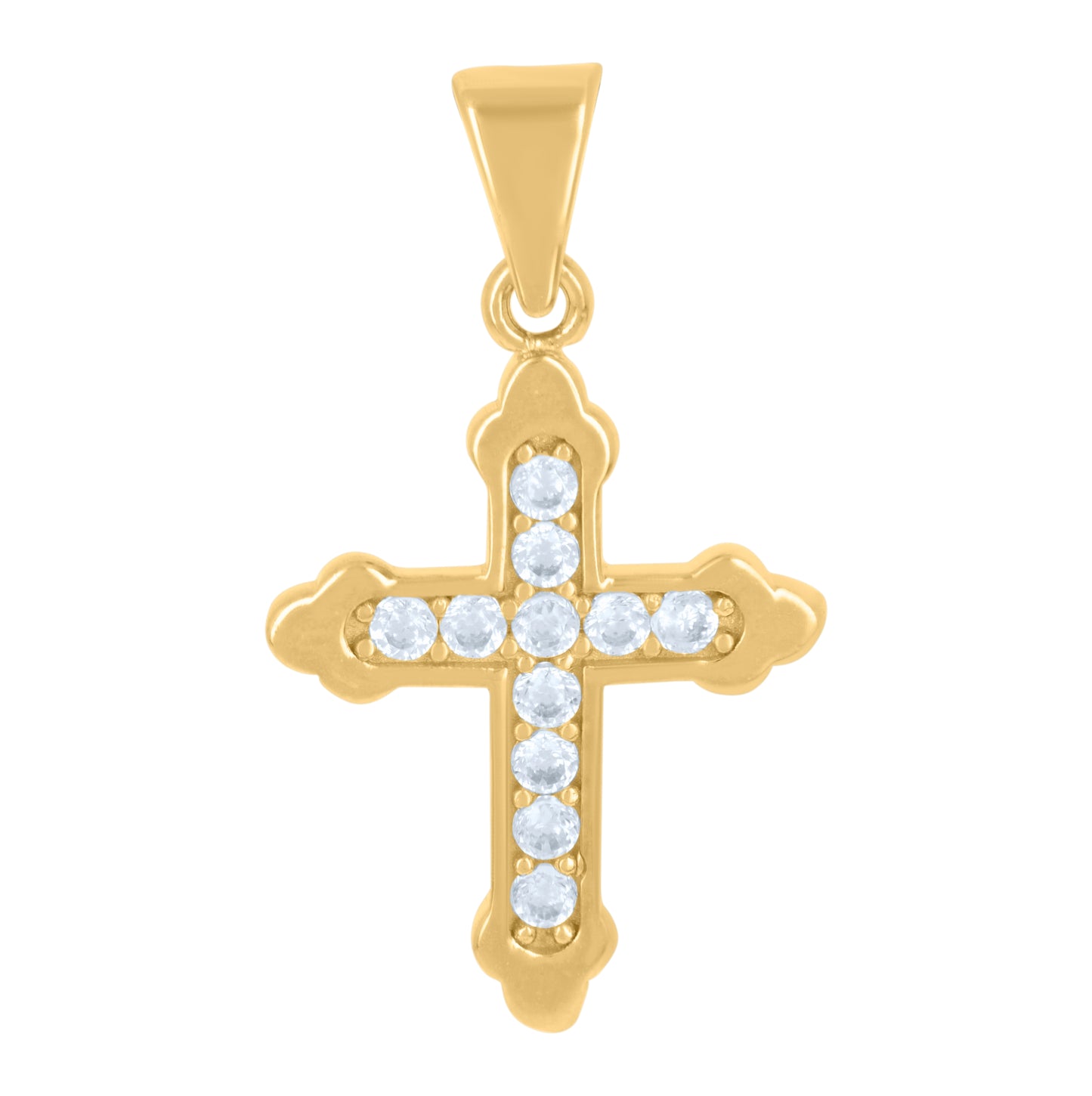 10K Yellow Gold Womens Cubic-Zirconia Cross Religious Charm Pendant
