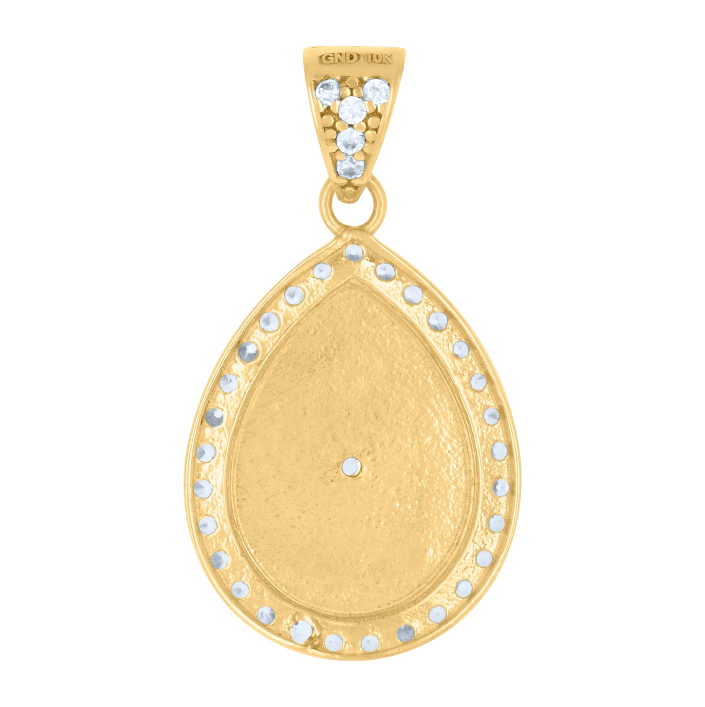10K Two-tone Gold Womens Cubic-Zirconia Tear Drop Star Of David Symbol Religious Charm Pendant