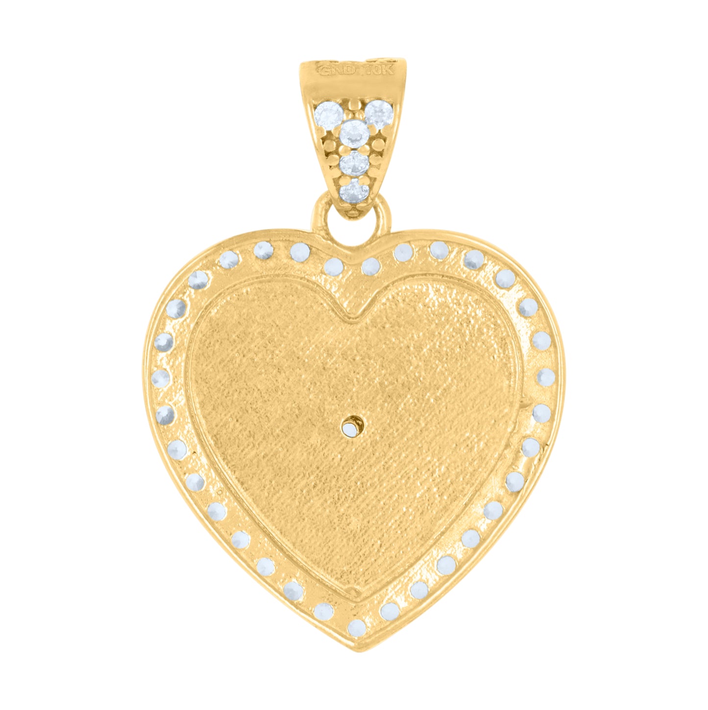 10K Two-tone Gold Womens Cubic-Zirconia Heart Charm Pendant