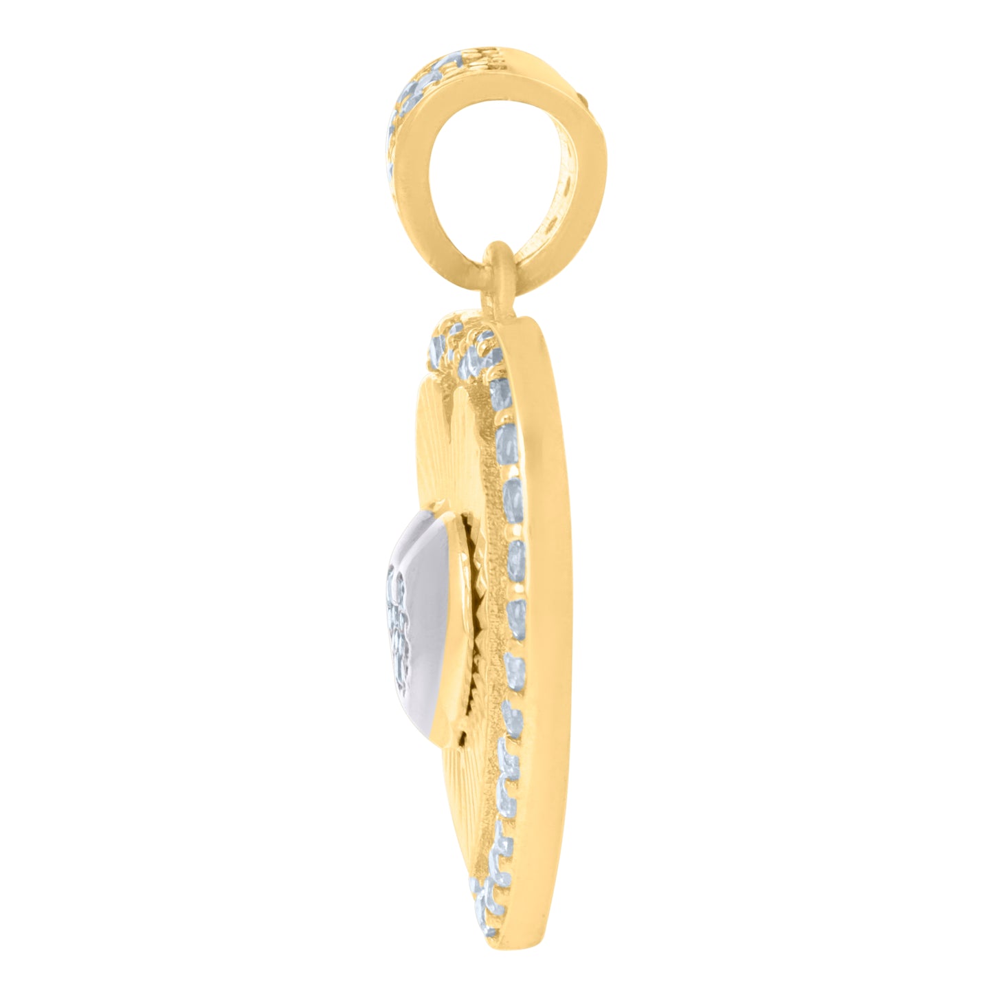 10K Two-tone Gold Womens Cubic-Zirconia Heart Charm Pendant