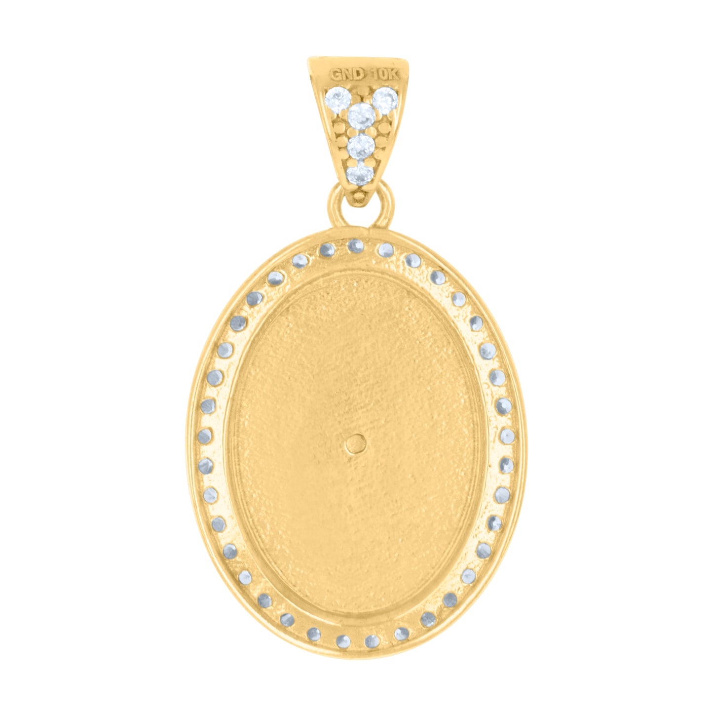 10K Two-tone Gold Womens Cubic-Zirconia Oval Medallion Cross Religious Charm Pendant