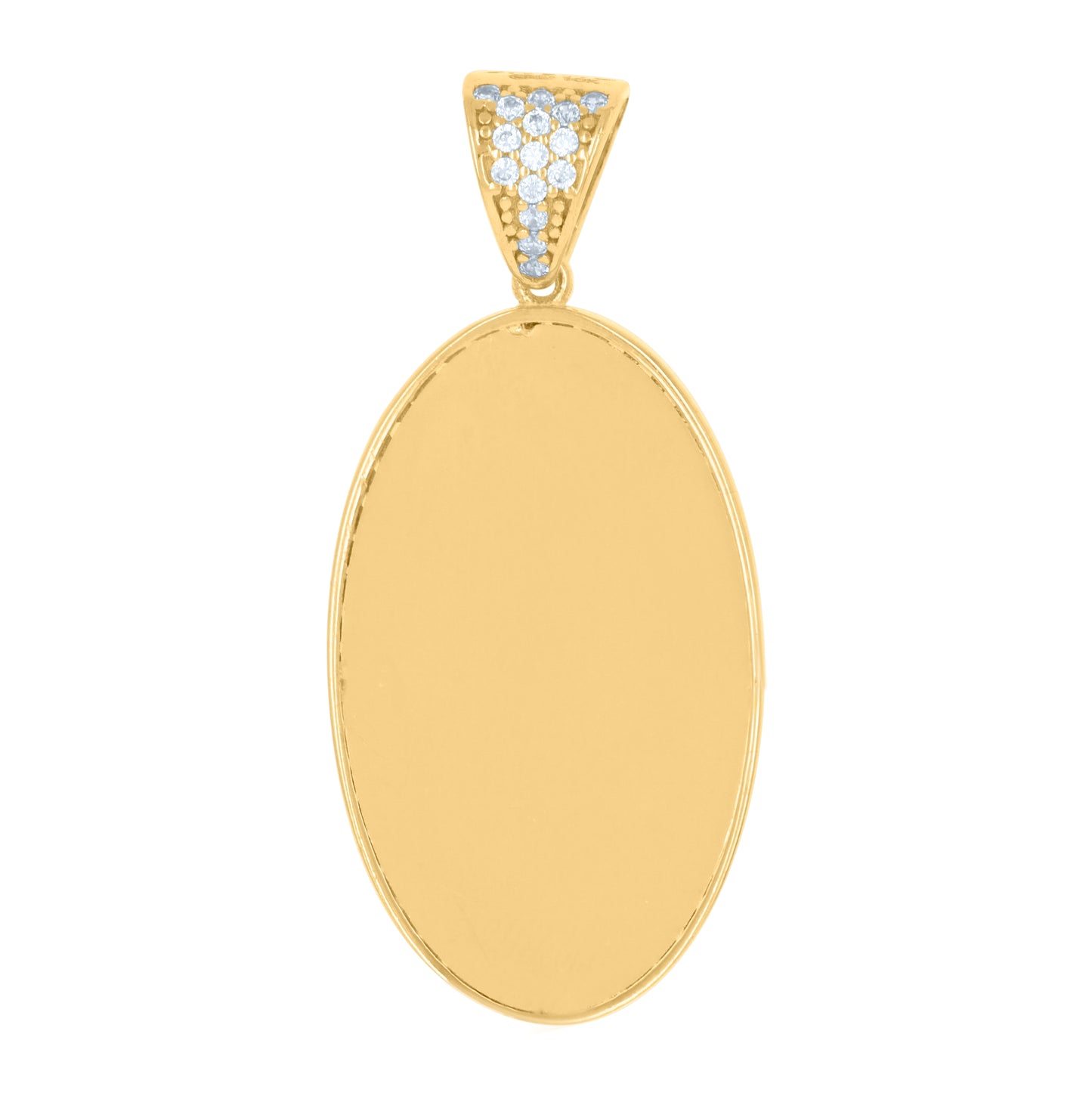 10K Two-tone Gold Mens Cubic-Zirconia Oval Medallion Jesus Religious Charm Pendant