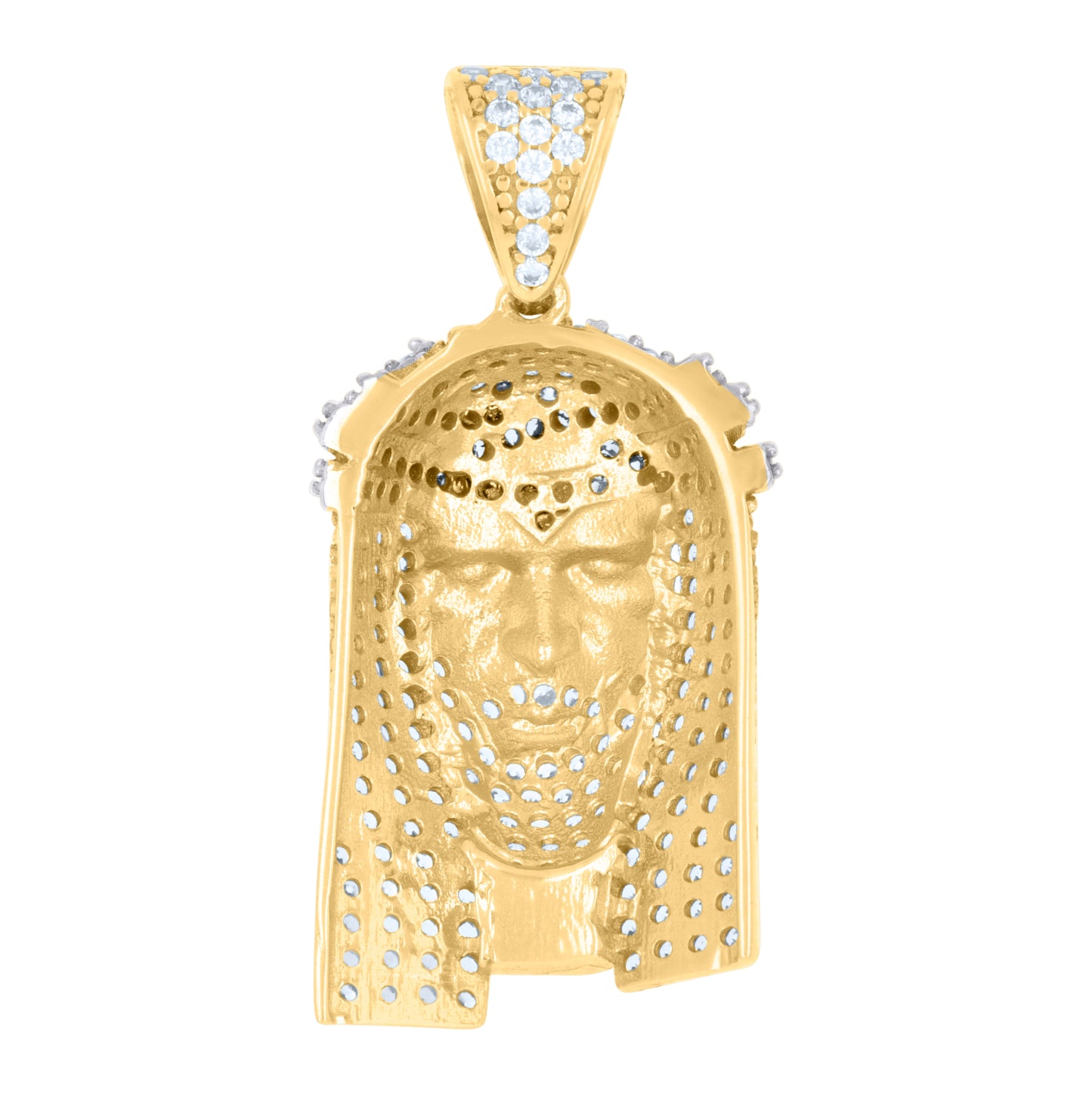 10K Two-tone Gold Mens Cubic-Zirconia Jesus Religious Charm Pendant