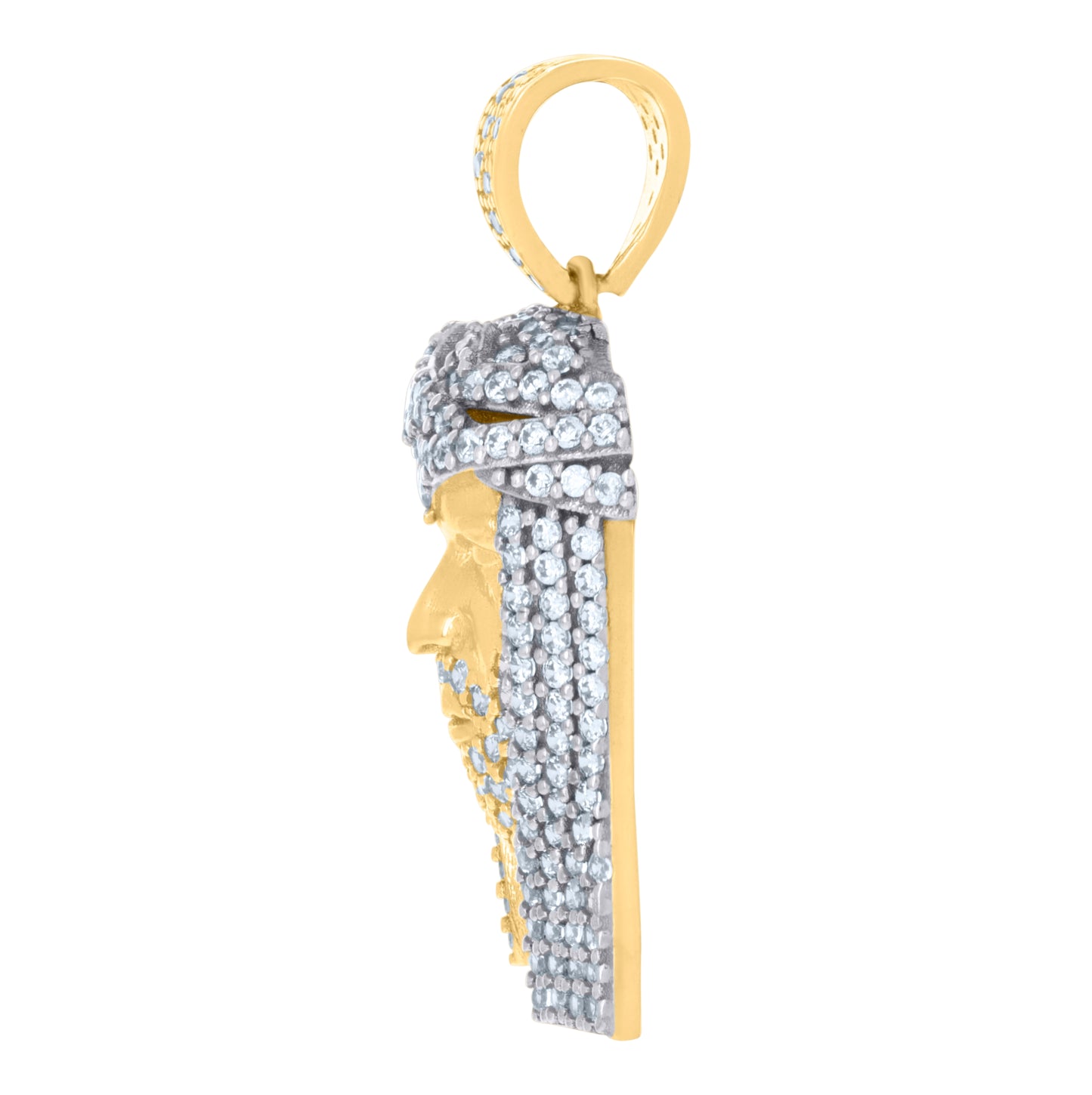 10K Two-tone Gold Mens Cubic-Zirconia Jesus Religious Charm Pendant